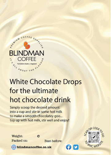 Label for real white chocolate buttons
