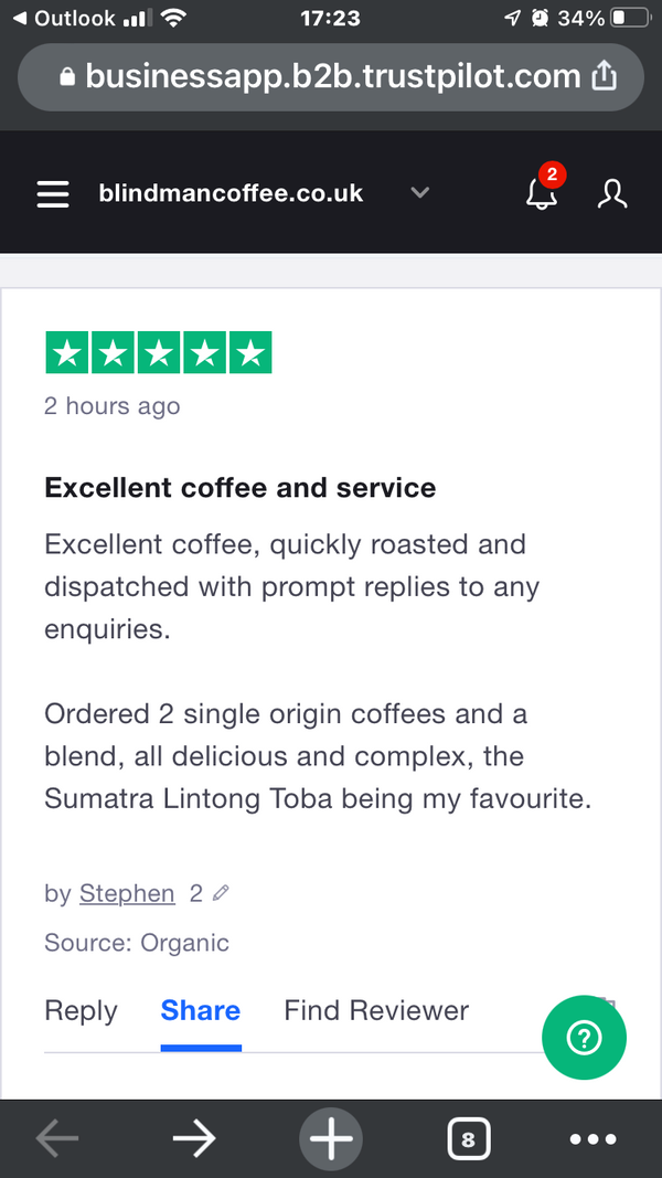 Customer Reviews of BlindMan Coffee